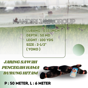 Jaring burung hitam lebar variasi panjang 50meter senar 015