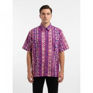 Exclusive Batik Short Sleeve Shirt (L Size)- 100% Genuine Handmade Batik - Hand-Stamped