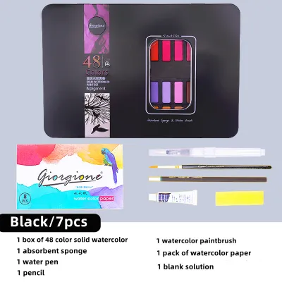Giorgione Classic Matte Finish Watercolor Set 48 Vibrant Pigments in Metal Iron Box for Artists