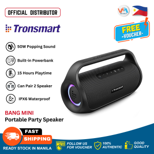 Tronsmart Bang Mini Bluetooth Portable Party Speaker Exceptional Stereo Sound SoundPulse® Audio Beat-driven Light Show Waterproof 15 Hours of Playtime Stereo Pairing Built-in Powerbank Beat Oriented Wireless Stereo for Indoor & Outdoor Event- VMI Direct