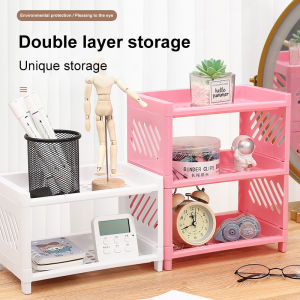 2 Layers Stationery Storage Rack Deskto Rack Dormitory Cosmetic Jewelry Rack Home Mini Bathroom Van