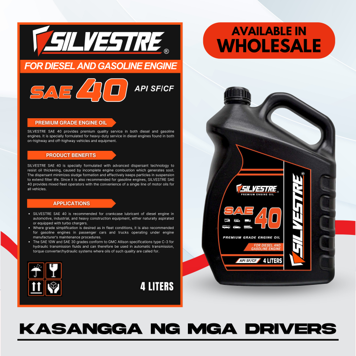 SILVESTRE SAE 40 Gas & Diesel Engine Oil (API SF/CF) 4 Liters | Lazada PH