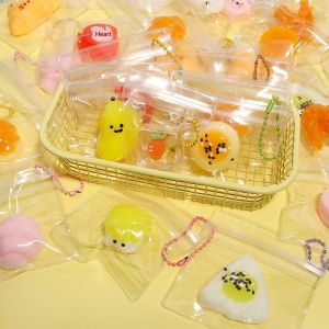 Rosy Recess Cute Frog Squishy Toy in Clear Bag with Beaded Chain - Fun Stress Relief Playset