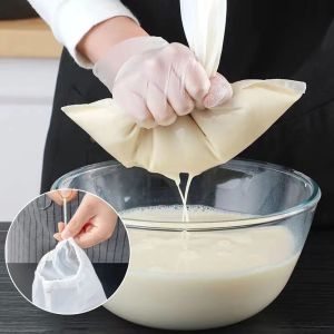 100/200/400 Soy Milk Filter Bag Nut Milk Tea Bag Coffee Oil Yogurt Filter Net Reusable Kitchen Food Nylon Filter Mesh Bags Strainer