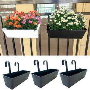 NEXTYOO Rustproof Outdoor Plants Planter Weather-Resistant Iron Hanging Flower Pots  Fence Buckets Modern Boho Planter