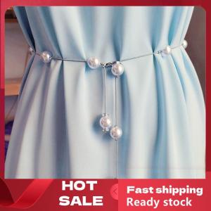 🚚【Local Express Delivery】🚚 Pearl Womens Belt Simple Adjustable Metal Thin Chain Belt For Ladies Dress Skinny Waistband Decorative Jewelry