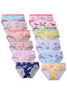 12pcs Girls Underwear Panties Cotton Childrens Triangle Underpants Girl Short Briefs Cartoon Print Childrens Underwear2026