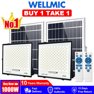 WELLMIC BUY 1 TAKE 1 Solar LED Light 1000W Outdoor Solar Outdoor Lights Waterproof for Garden Garage Yard Bright Outdoor Solar Lights
