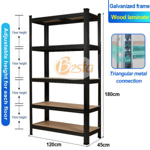 Galvanized Metal Rack Storage Organizer Shelf Heavy Duty Bearing Capacity 175KG Each Layer Boltless
