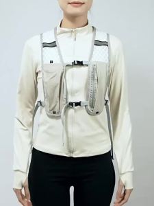 PEONYPH Running Vest Waterproof Nylon Reflective Running Water Bottle Storage Vest  With Phone Holder Lightweight Cycling Vest Outdoors