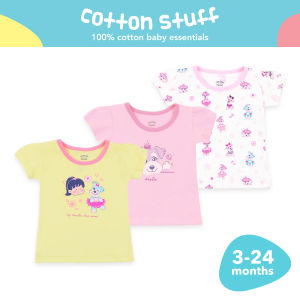 Cotton Stuff Best Friend Collection Baby Fitted Blouse for Girls 100% Cotton Baby Clothes 3pcs (3-24 Months)