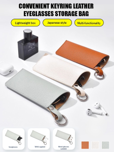 Leather Eyeglasses Case Convenient Sunglasses Bag/Convenient Key Ring Leather Eyeglasses Organizer
