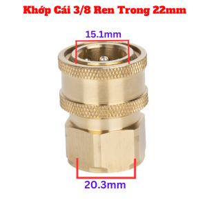 Bộ Khớp Nối Nhanh 3/8 Máy Rửa Xe Ren 22mm Phụ Kiện Máy Rửa Xe