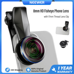 NEEWER LS-29 Pro 8mm Fisheye 220° Wide Angle Phone Lens with Phone Lens Holder for iPhone Samsung Xiaomi Android Phone Camera Lenses 17mm Threaded Interface