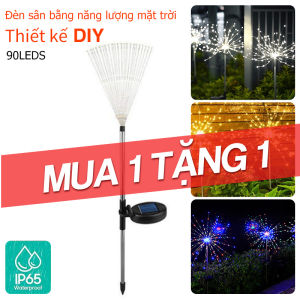 (Bộ 2 món) Đèn LED Năng Lượng Mặt Trời Hình Pháo Hoa Bồ Công Anh Cho Sân Vườn 90 led/120 led