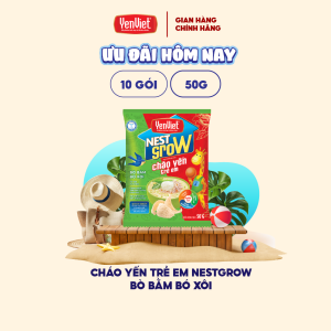 Cháo yến trẻ em Yến Việt Nest Grow công thức độc quyền cho trẻ suy dinh dưỡng thấp còi nhiều vị 50g/gói