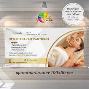 Cetak Spanduk  Banner Salon Kecantikan Foto Elegan Putih Emas