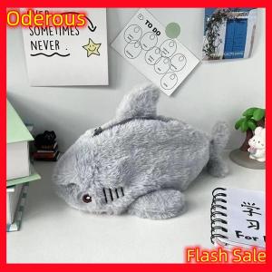 Oderous Cute Plush Shark Pencil Case Student Stationery School Supplies Kawaii Doll Back To School Storage Bag Pen Bag Stationery