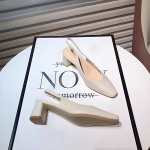 COD  Womens Closed Toe Sandals 2024 Spring and Summer New French Square Toe Strap Back Empty Chunky Heel Fairy Dress High Heels  Sem