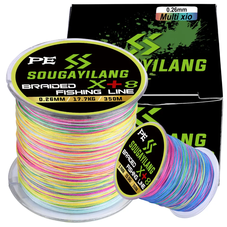 Sougayilang 150m-550m PE Braided Multicolor Fishing Line X+4 and X+8 Strand  12.3LB-58.4LB Multifilament Fishing Line for Carp Fishing.