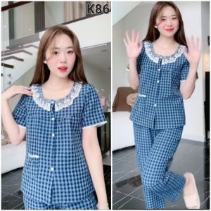 Quần áo nữ [Bunnysky] Đồ bộ mặc nhà mẫu thiết kế cổ ren khuy cài
