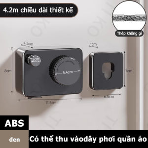 Treo dây phơi bằng thép không gỉ tiết kiệm không gian tường Kính thiên văn vô hình không cần đục lỗ trong nhà dễ lắp đặt khả năng chịu tải mạnh dây phơi có thể treo trên ban công mà không cần gấp hoặc rơi