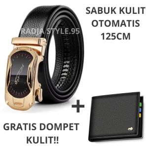 TOP QUALITY!! GRATIS DOMPET sabuk otomatis Jaguar Kepala besi ikat pinggang kulit asli mewah dan termurah