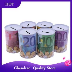 [Chandrae] กระปุกออมสินรูปทรงกระบอกที่ปลอดภัยสำหรับใส่เหรียญกระปุกออมสินยูโรดอลลาร์
