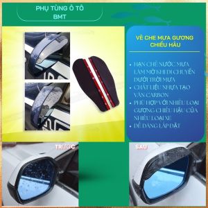 Bộ 2 Tấm Vè che mưa gương chiếu hậu ô tô Carbon Thể Thao. Thiết kế phù hợp cho hầu hết các dòng xe