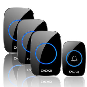 CACAZI A10 Wireless Doorbell 60 Chime 300M Remote Range Waterproof door bell US Plug AC 100-240V for Home Office