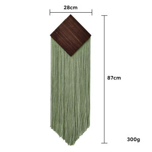 Macrame Wall Hanging Hand Woven Cotton Tassel Boho Wall Decor Diamond Wood Board Tapestry For Home