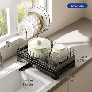 [SG Seller] Japanese Style High Premium Stainless Steel Dish Draining Rack with Removable Tray Drainer For Kitchen Countertop/Utensils Organiser By Thehomeshoppe SG