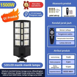 1500 Watt Surya Lampu tenaga otomatis outdoor Garansi 5 Tahun LED Lampu Jalan Tenaga Jalan Tenaga solar Light