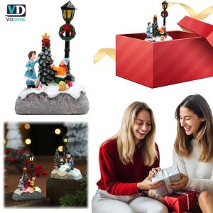 [Uetech] 1Pc Christmas Miniature Resin House Ornament with LED Light for Parties