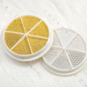[HCM]Set Bi Trang Trí Móng Kim Loại Khay Tròn 6 ngăn Mix Size