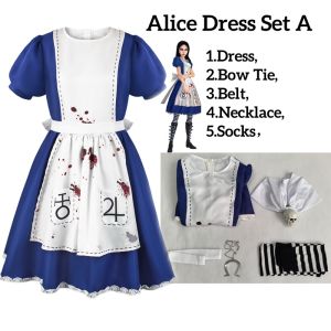 Alice Madness Returns Short Sleeves Plus Size Lolita Dress Alice Cosplay Costume Halloween Maid Dress Party Outfits for Women2026