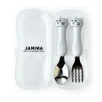 Children Cutlery Sets Toddler Cutlery set with box Kids Cute Spoon and Fork Set Boxed Baby Cutlery Set Toddler Spoon and Fork Set Children Student 304 Stainless Steel Spoon and Fork Set with Box