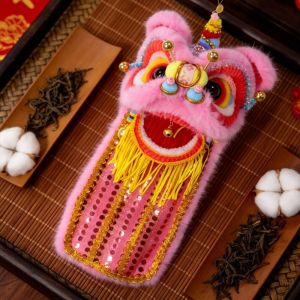EGRT Finished Product Lion Dance Hand Puppet Vibrant Colors Vintage Style Stage Show Prop Photoshoot Decor Creative Design Plush Dance Mascot Home Display