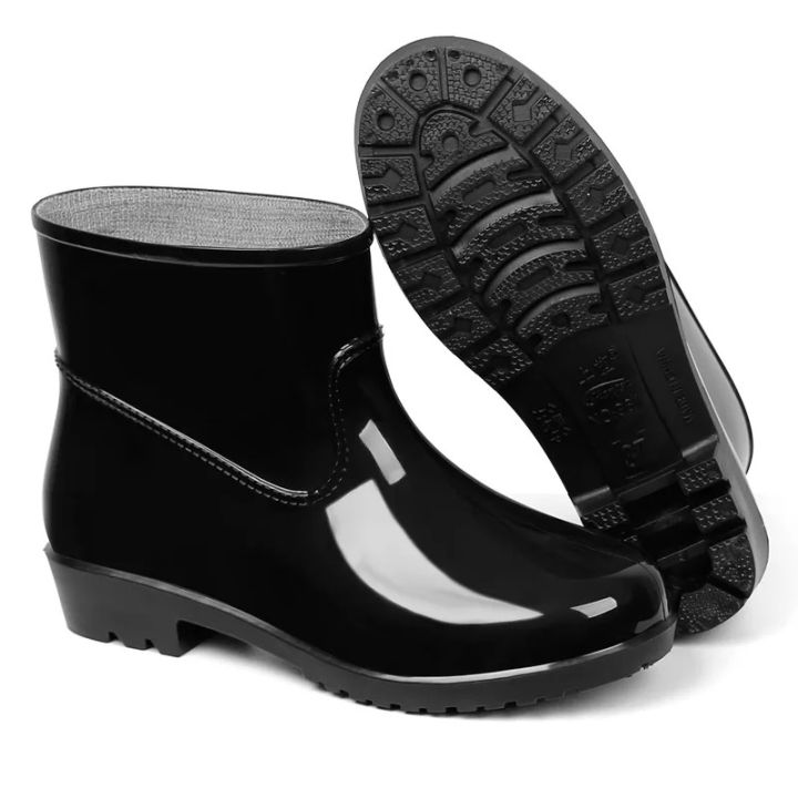 Black Low Cut Rain Boots (Bota) Adult rain shoes Men and Women's