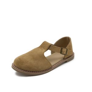 AIYUQI Flat-Soled Retro Frosted Genuine Leather Womens Sandals 2026 New Hollow Womens Shoes Roman Baotou Sandals for Women2026