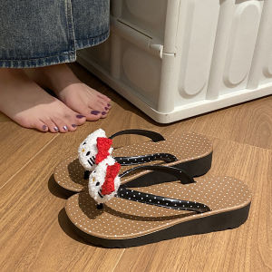 Free Shipping Cute Cartoon Flip-Flops For Women Perfect For Summer Wear With A Soft Sole Fashionable Design Versatile Style And A Trendy Wedge Heel