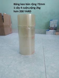 1 cây 4 cuộn băng keo đóng hàng bản rộng 72mm hơn 200 YARD ( 2kg/cây) lõi nhỏ siêu tiết kiệmcực bềndính