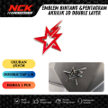 EMBLEM MOTOR LOGO BINTANG 3D TIMBUL BINTANG PETIR AKRILIK MIRROR SUDAH SAMA PEREKAT. 
