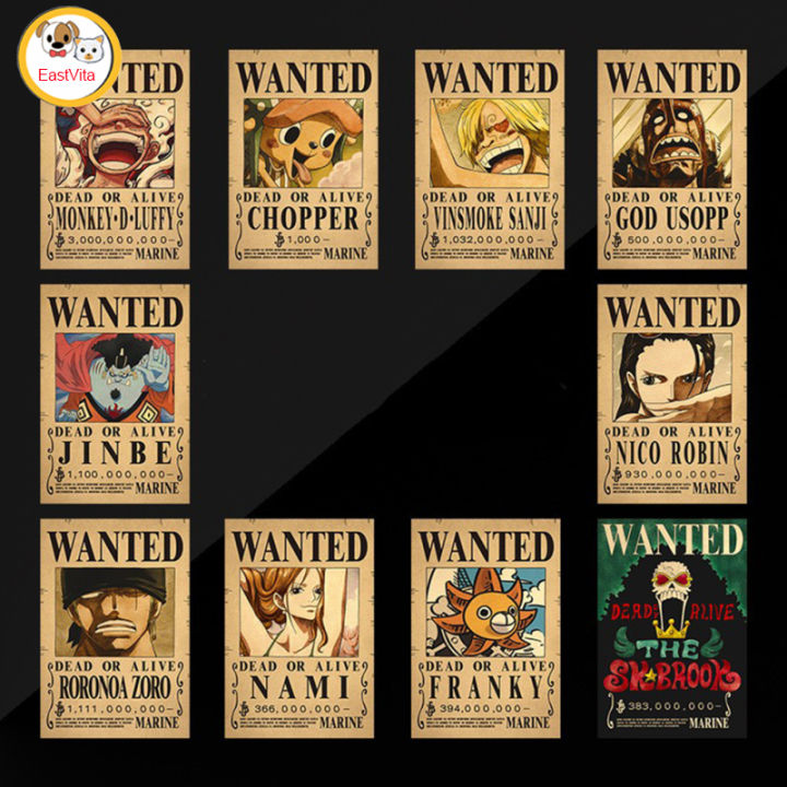 kraft-paper-posters-one-piece-luffy-1-5-billion-bounty-wanted-posters