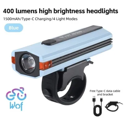 WEST BIKING 407 Lampu Depan Sepeda 400LM Usb Type C Rechargeable Bicycle Bike Front Light 0701407