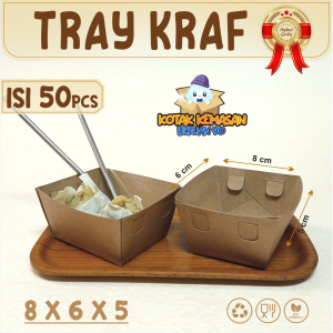 50 Pcs Paper Tray 8x6x5 l Nampan Kertas l Food Tray Paper Bahan ECO Kraft Small 8x6x5
