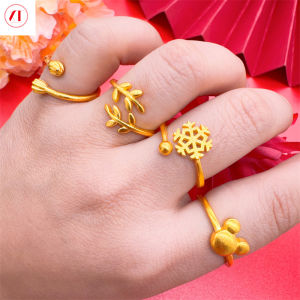 XT đồ trang sức Hàn Quốc 24K Nhẫn hở Mickey bông tuyết 916 mạ vàng ban đầu
