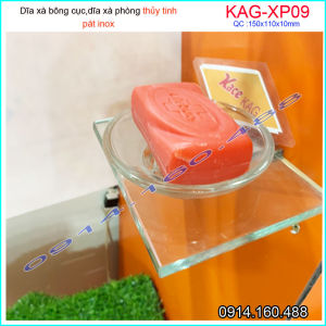 Kệ xà bông tắm KAG-XP09 kính trong 100% đĩa đựng xà phòng thủy tinh cao cấp siêu bền DỄ VỆ SINH thiết kế sang trọng