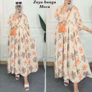 ZOYA BUNGA Gamis Terbaru Bahan Cringkle Airflow Premium Baju Wanita Muslim Kekinian Mewah