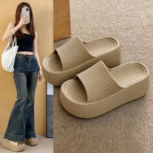 [Free Shipping] Summer Thick-Soled Height-Increasing Slippers For Women Non-Slip And Wear-Resistant EVA Flip-Flops For Outdoor Use Beach Shoes